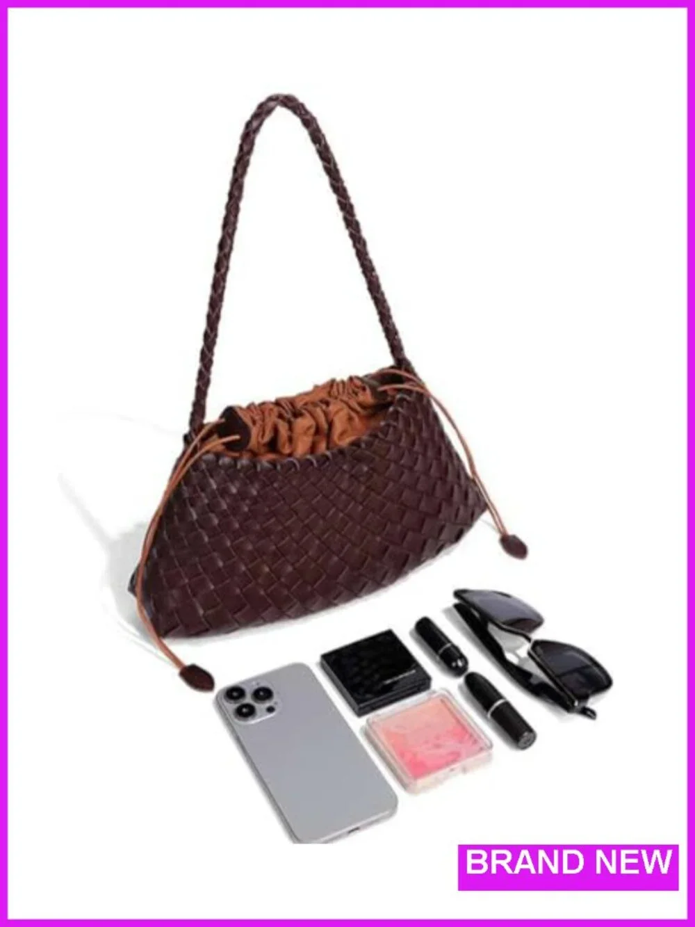 Suede Woven Hobo Bucket Purse Underarm Shoulder Bag Tote Handbag Clutch
